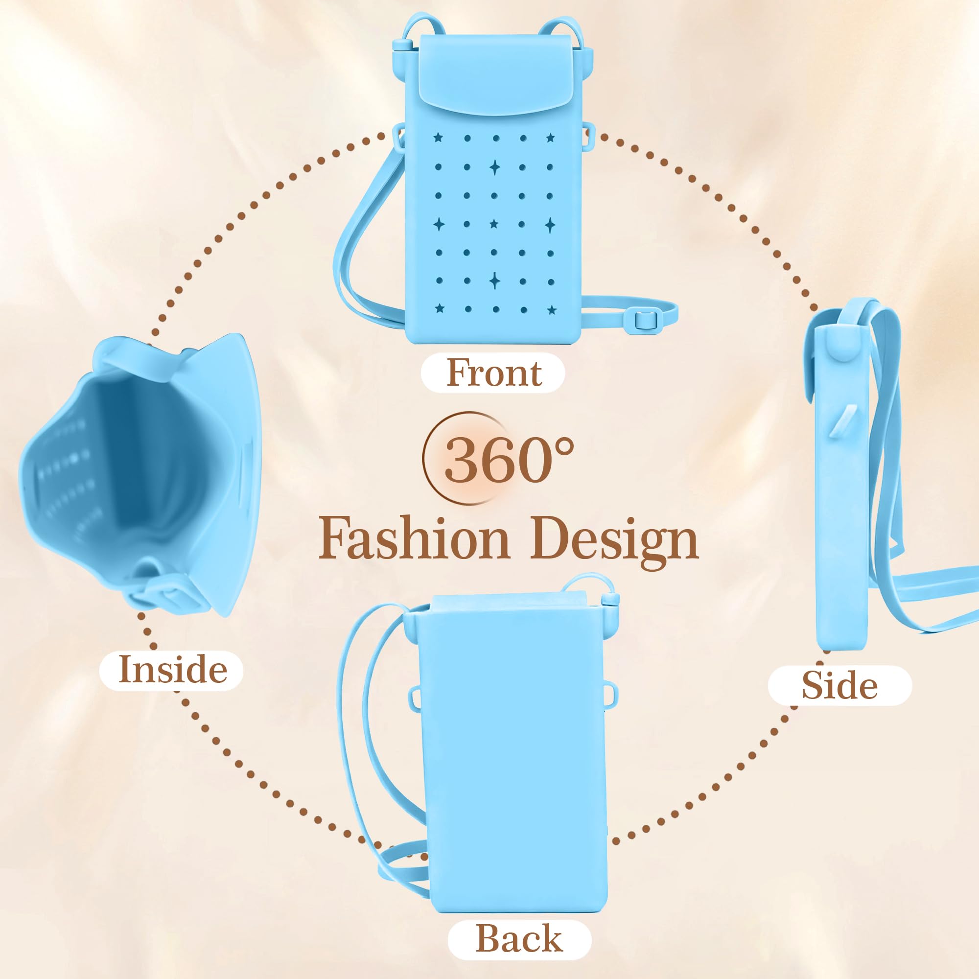 Sac à bandoulière en Silicone pour Femmes et Filles, Petit Sac à Main pour téléphone avec bandoulière réglable, Fermeture magnétique, avec 15 Breloques de Noël, Cadeaux de Noël, Violet