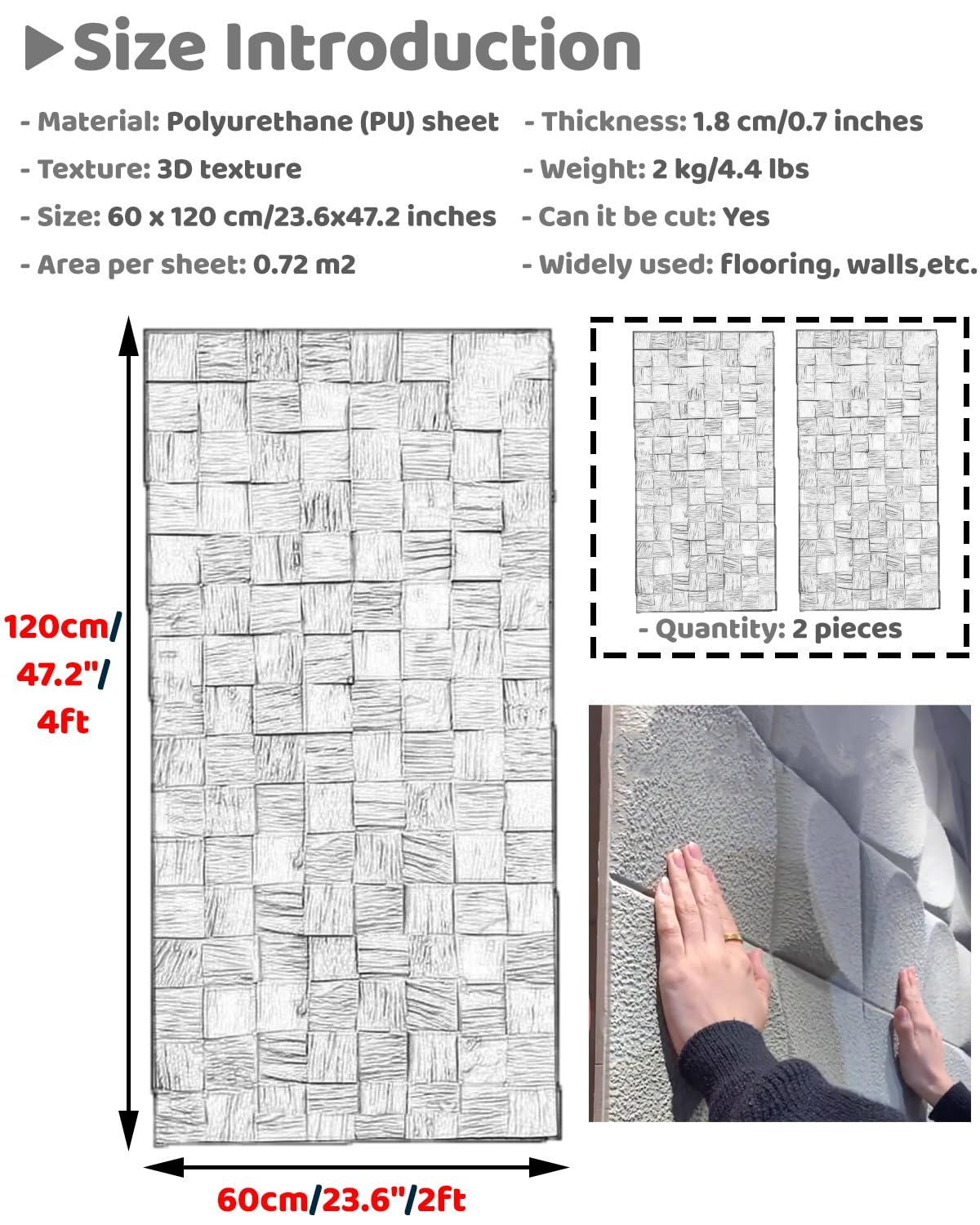 Pannelli Decorativi per Pareti 2 Pezzi di Pietra Finta Pannello Decorativo Parete per La Casa Interna, Camera da Letto Dell'appartamento Pannelli Murali Impermeabile, Texture Acustica Pannelli Parete(