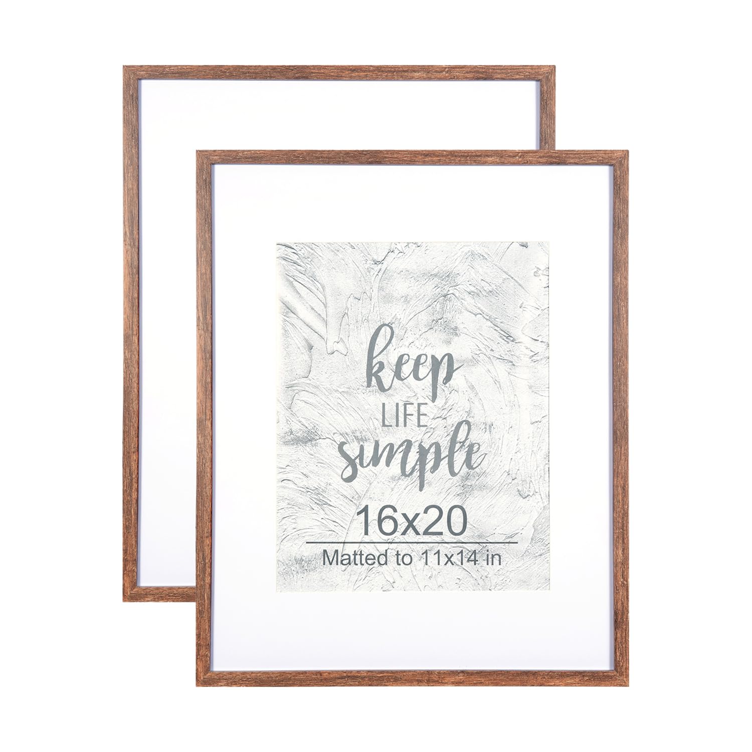 kennethan 16x20 picture frame rottern brown set of 2, wooden poster frame for wall mounting display for home, office,gallery,holiday with photos, posters, puzzles