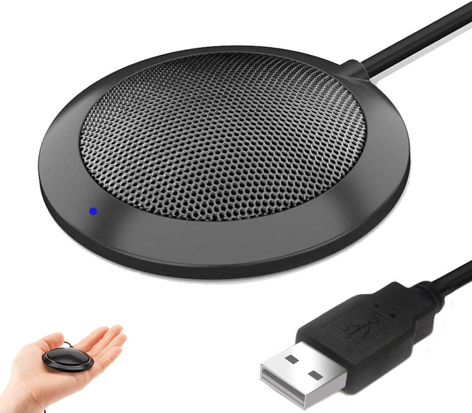 Hfuear USB Computer Microphone, Portable Omnidirectional Condenser Boundary Laptop Conference Microphone for Recording, Video Meeting, Gaming, Skype, VoIP Calls with 360°10ft Pickup Range