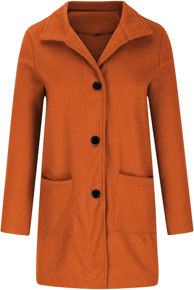 yardsong Womens Wool Blend Overcoat Button Up Stand Collar Slim