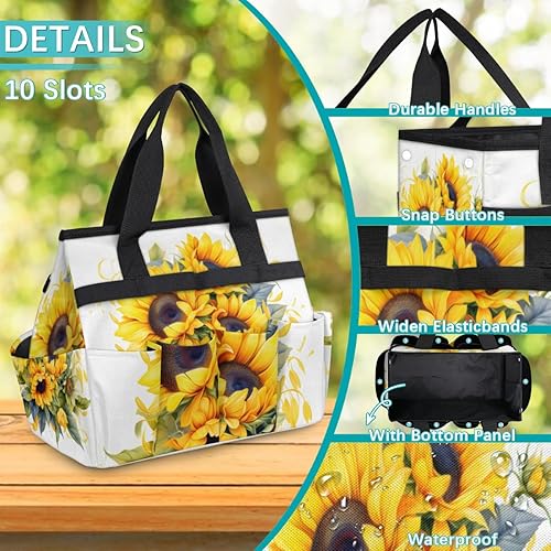 Miniatura 5 de Sun Flowers Garden Tool Tote Bag for Women Men Gardening Tool Storage Bags with 10 Pockets Standable Garden Home Tool Kits Organizer for Indoor