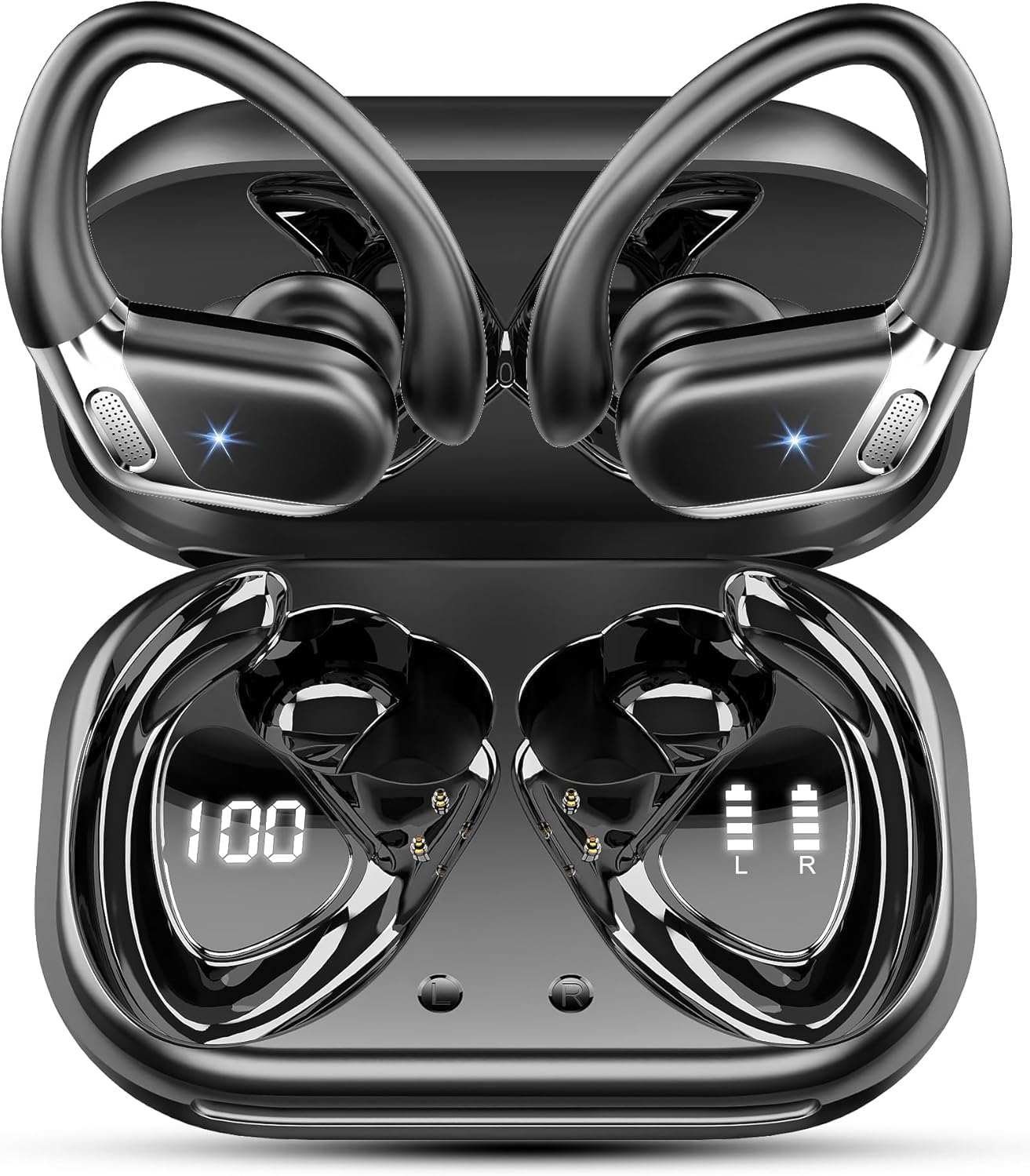 Wireless Earbuds, Bluetooth 5.4 Headphones Sport 50H Bluetooth Ear Buds, CVC 8.0 Noise Cancelling Earphones Wireless Over The Ear Earbuds IP7 Waterproof, Running Headphones with Earhooks for Workout