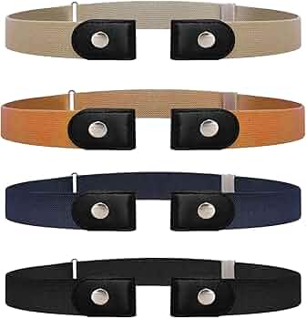 WERFORU 4 Pieces No Buckle Invisible Stretch Belt Buckle-Free - View #3