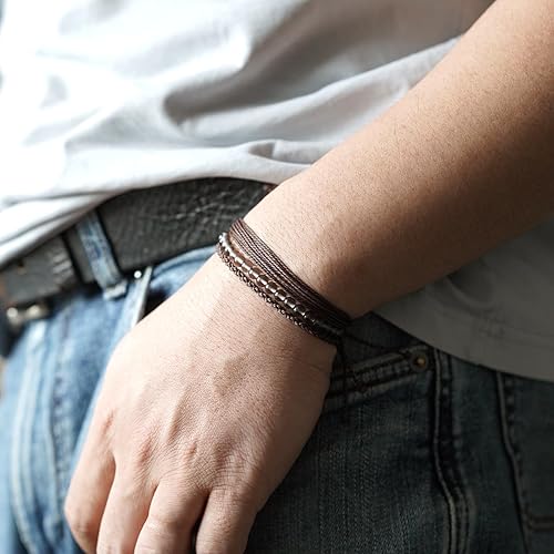 Miniatura 115 de Handmade Natural Stone Beaded Healing Bracelet Gift for Men Adjustable Rope String Bracelet