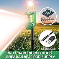 Vista 5 de Alarma solar con sensor de movimiento para exteriores, ultrasonido y alarmas, detector de movimiento de 129 db, generador de ruido fuerte, luz 1pcs