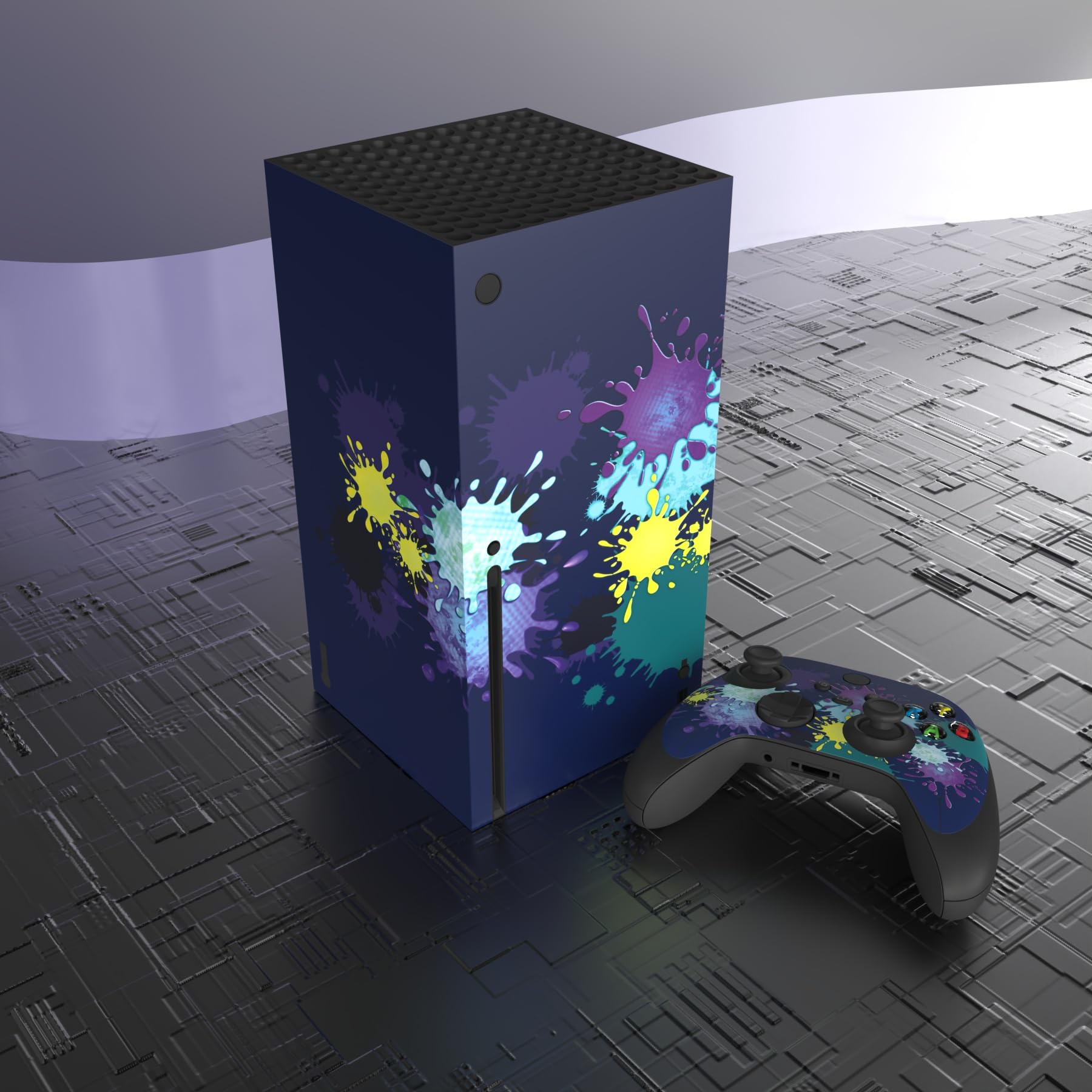 PlayVital Splattering Paint Custom Vinyl Skins for Xbox Series X, Wrap Decal Cover Stickers for Xbox Series X Console Controller - 4