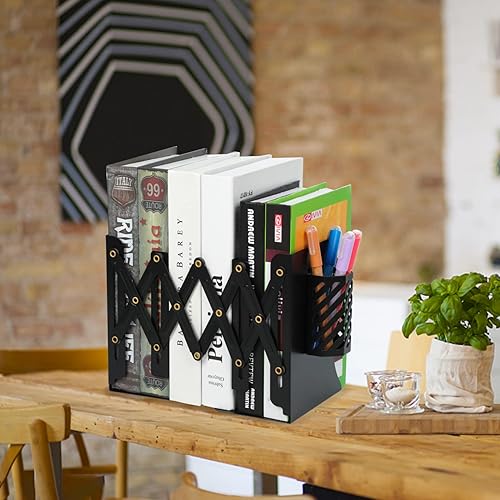 Miniatura 7 de Sujetalibros ajustables, organizador de libros de metal para escritorio, soportes grandes para niños, estantes, oficina, libros pesados, aula,