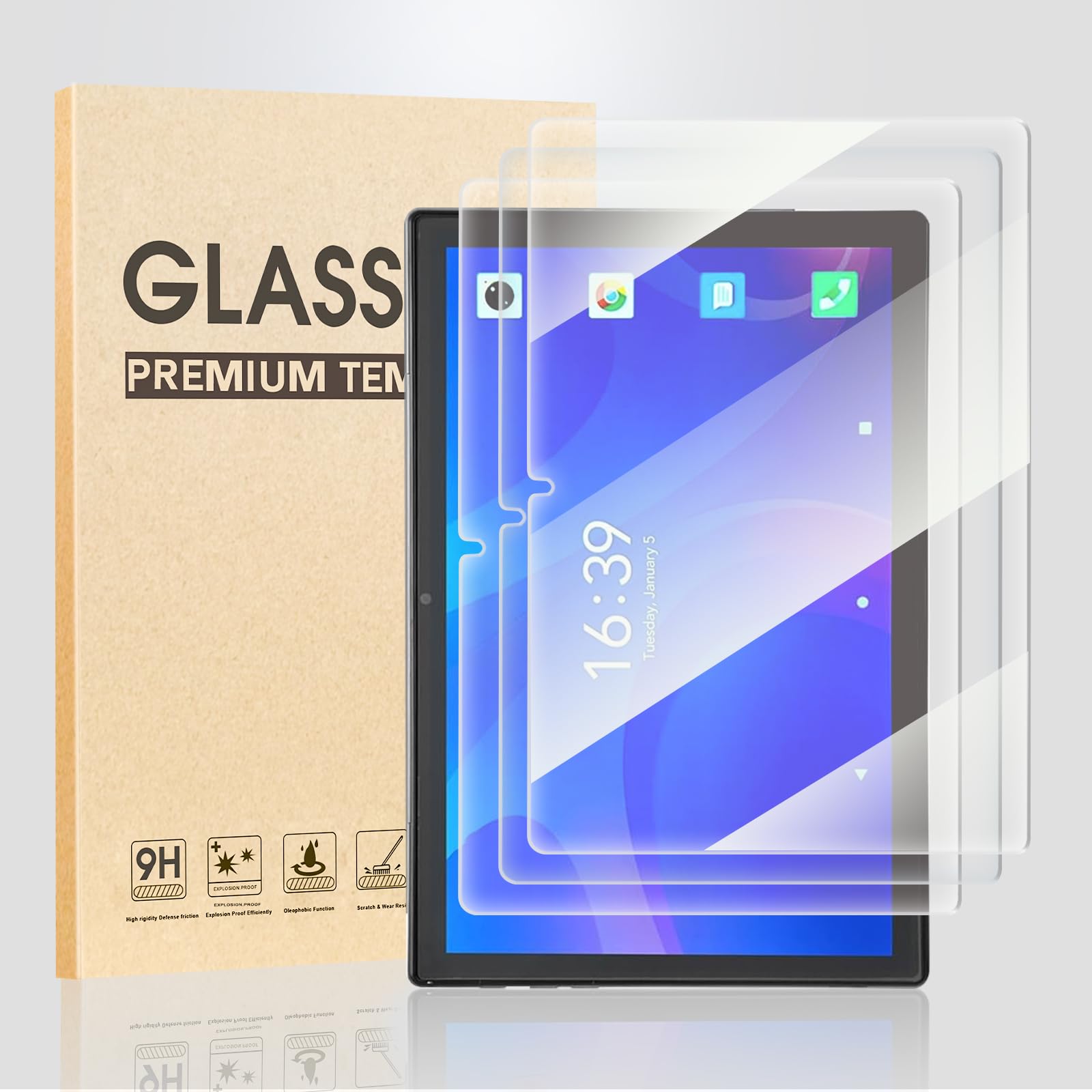 3 Pack Compatible with Onn 10.1 inch tablet screen protector, 10.1"Tempered Glass Screen Protector for Onn 10.1 Tablet (2022, 3rd Gen), High