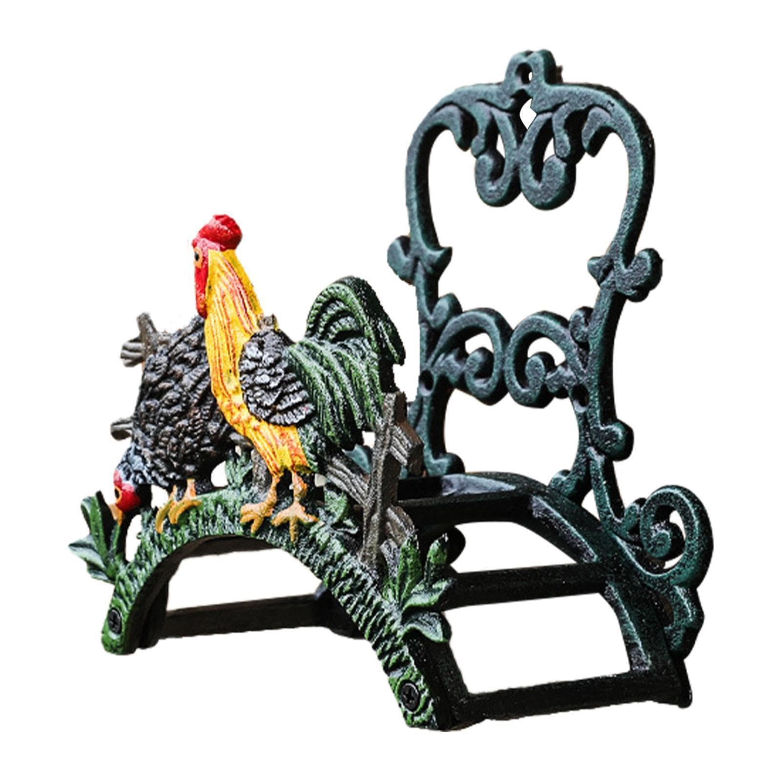 Soporte para Manguera de jardín con diseño vívido, de Pared, Ideal para Vallas Exteriores u Otros Lugares. Soporte Creativo para Manguera jardín Hierro Fundido, Pollo, 22x11x21.5cm