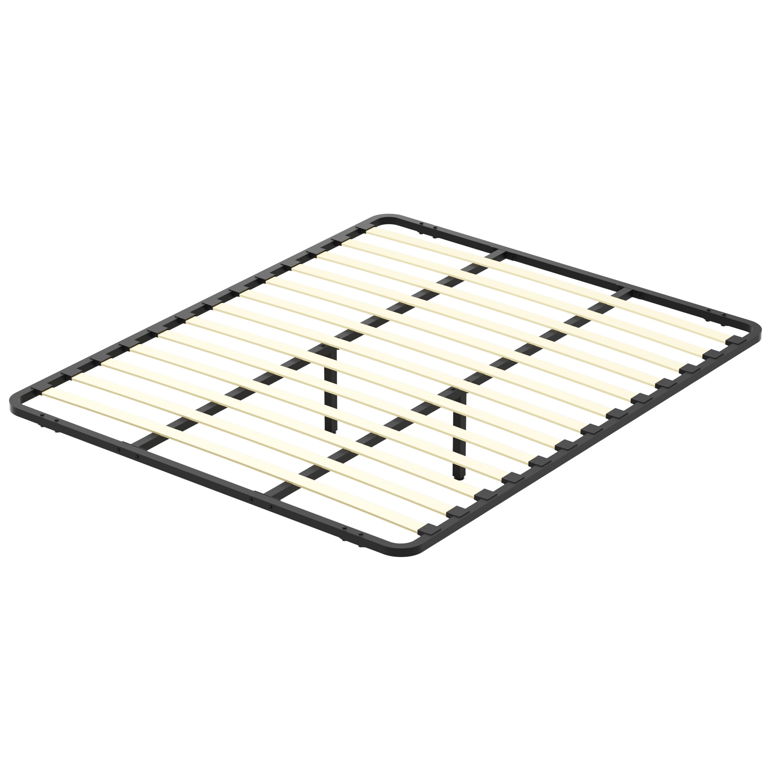 DEWINNER Somier de 140 x 190 cm sin patas de apoyo con dos barras de hierro, red francesa de 140 x 190 cm empotrada y 2 patas ajustables para refuerzo en el medio, 13 láminas, ortopédica, montaje