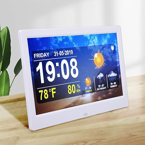 Miniatura 3 de Gugxiom Reloj despertador digital de 10 pulgadas, reloj despertador para personas mayores, 5 juegos de ajustes de alarma, fecha de temperatura