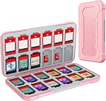 HEIYING Cas de carte de jeu pour Nintendo Switch 2/ Commutateur OLED/ Lite,Porte-mémoire noir portable avec 24 Fentes de cartes de jeu et 24 Micro SD Fentes de cartes