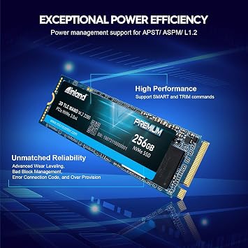 INLAND Premium 256GB 3D NAND TLC M.2 2280 PCIe NVMe 3.0 x4 Internal Solid State Drive, Read/Write Speed up to 2900MB/s and 950MB/s, 360 TBW