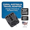 Orei India to Australia Plug, New Zealand & China & More - Type I - 2 in 1 - Perfect for Laptop, Camera USB Charger and More - Ce Certified - Rohs Compliant - Black - 5 Years Warranty gallery image