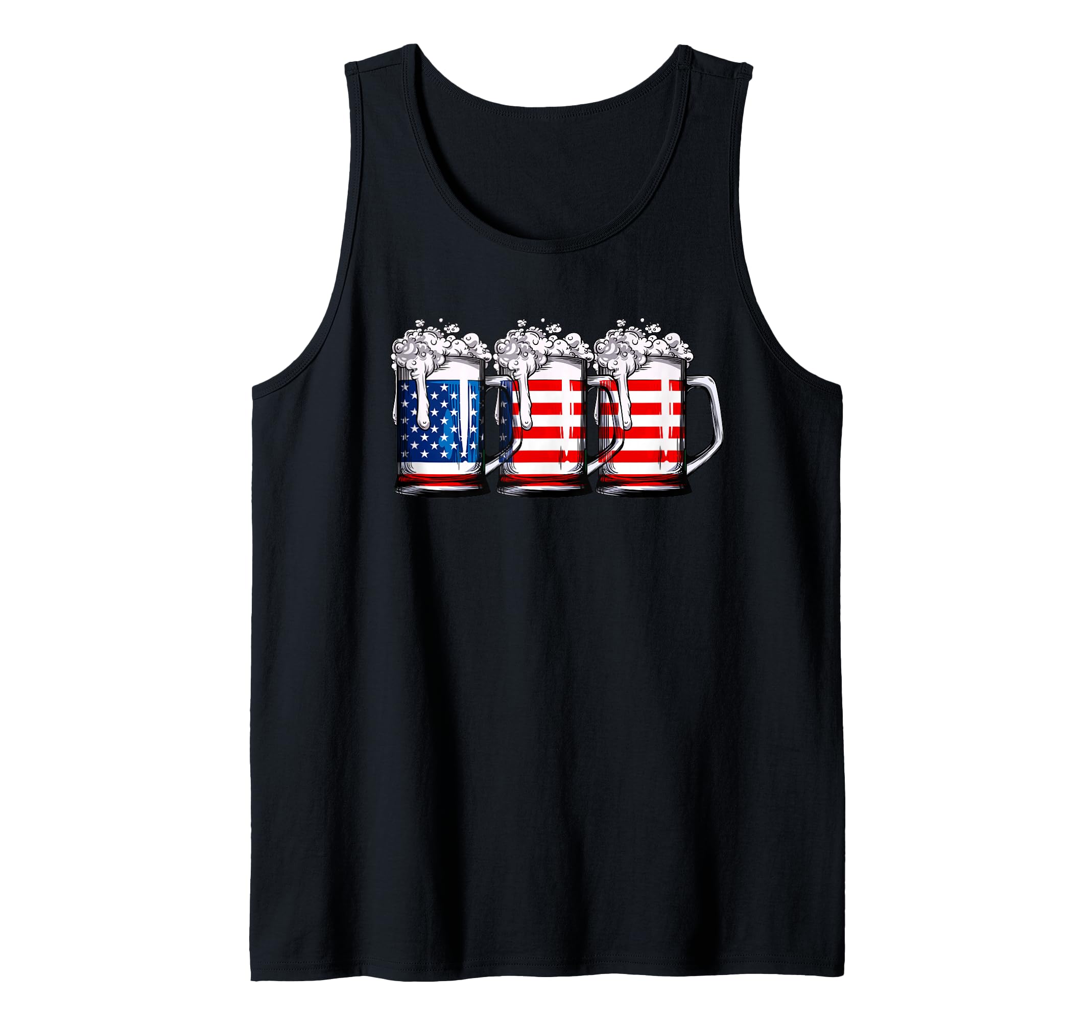 Beer American Flag 4th of July Men Women Merica Drinking USA Tank Top