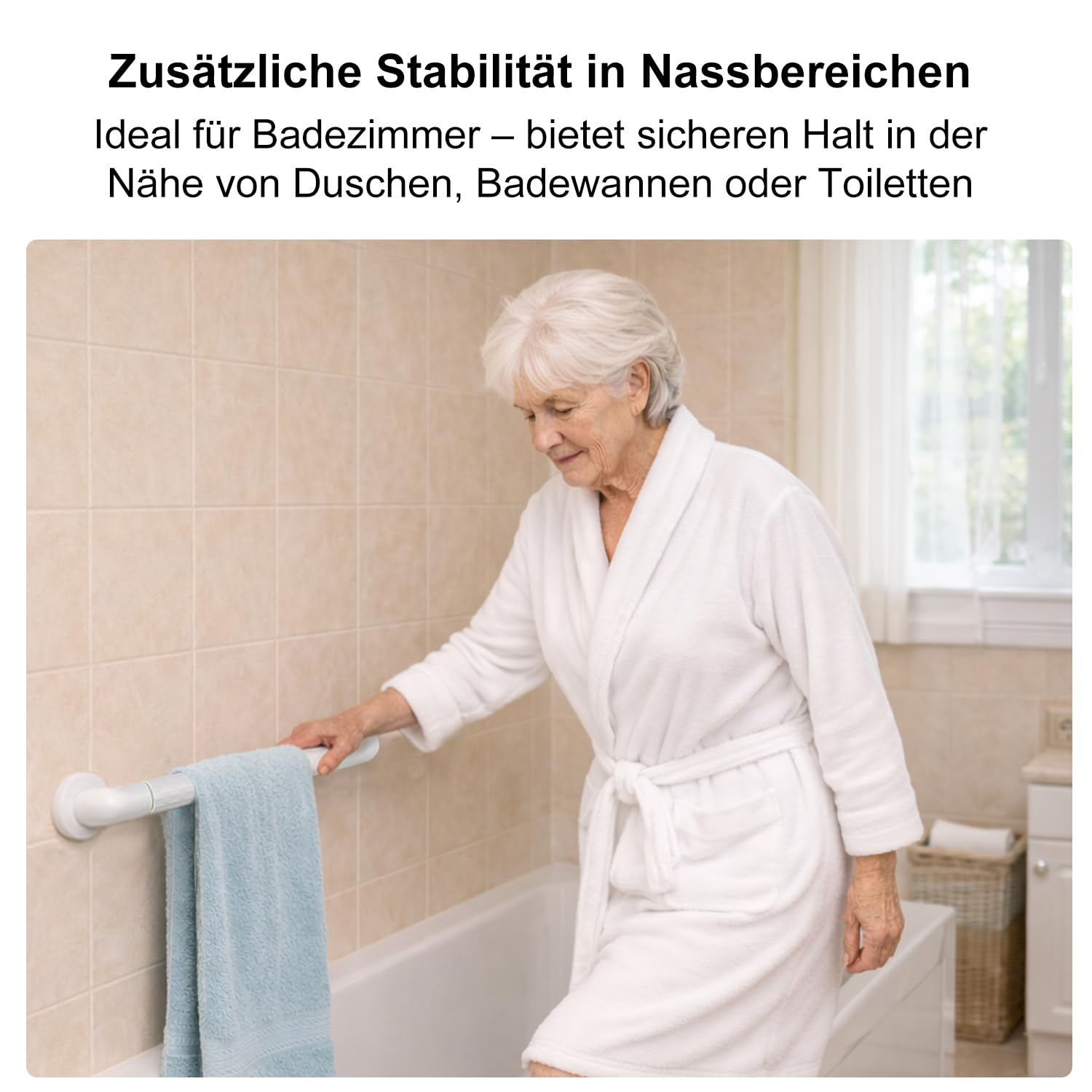 supregear Haltegriff Bad, Edelstahl Rutschfeste Haltegriffe, WC Haltestange Dusch Griff Badewannen Griff Sicherheitsgriff für Schwangere Kinder Senioren, 30 cm