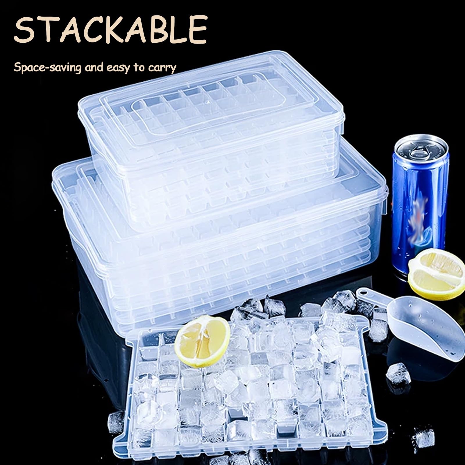 Kaffee-EiswüRfel-Form Mit Deckel, Stapelbare EiswüRfel-Schale Mit Aufbewahrungsbox FüR GeträNke, Whiskey, Cocktails Und Tee Zu Hause
