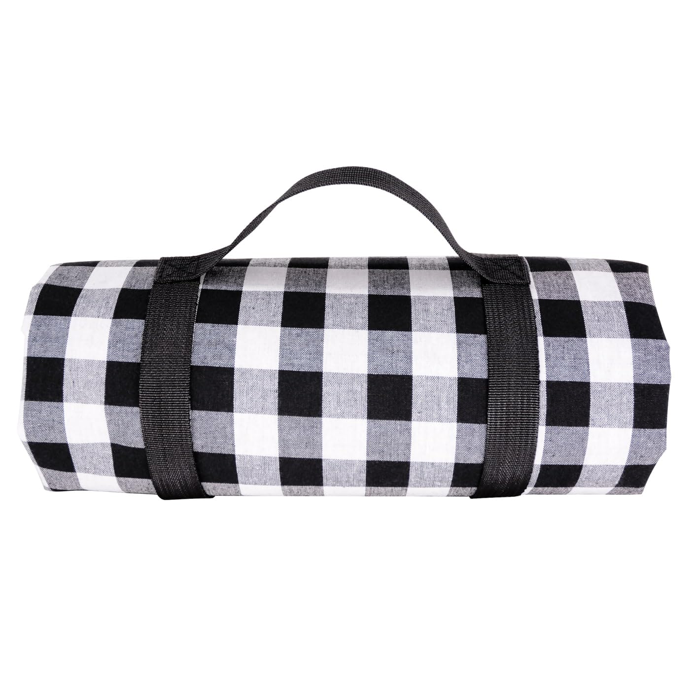Les Jardins de la Comtesse – Mantel de picnic rectangular a cuadros negros – Algodón y solapa impermeable de poliéster – 280 x 140 cm – Negro/Blanco – 8/12 personas – Alfombra/manta de picnic