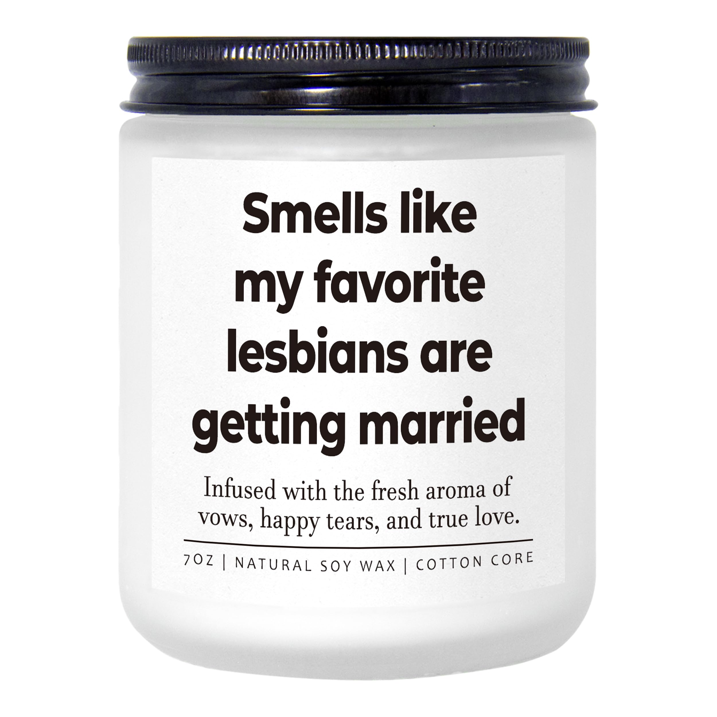 Lesbian Wedding Gifts for Couples, Funny LGBTQ Wedding Gift for Queer, Friends, Lesbian Bridal Shower Gifts for Bride, Lesbians Engaged Candle, Sister, 7oz Lavender Scented Soy Wax Candle