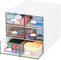 Vista 10 de Organizador de escritorio con 5 cajones, suministros de papelería de oficina rectangulares, cajones de escritorio, almacenamiento de maquillaje