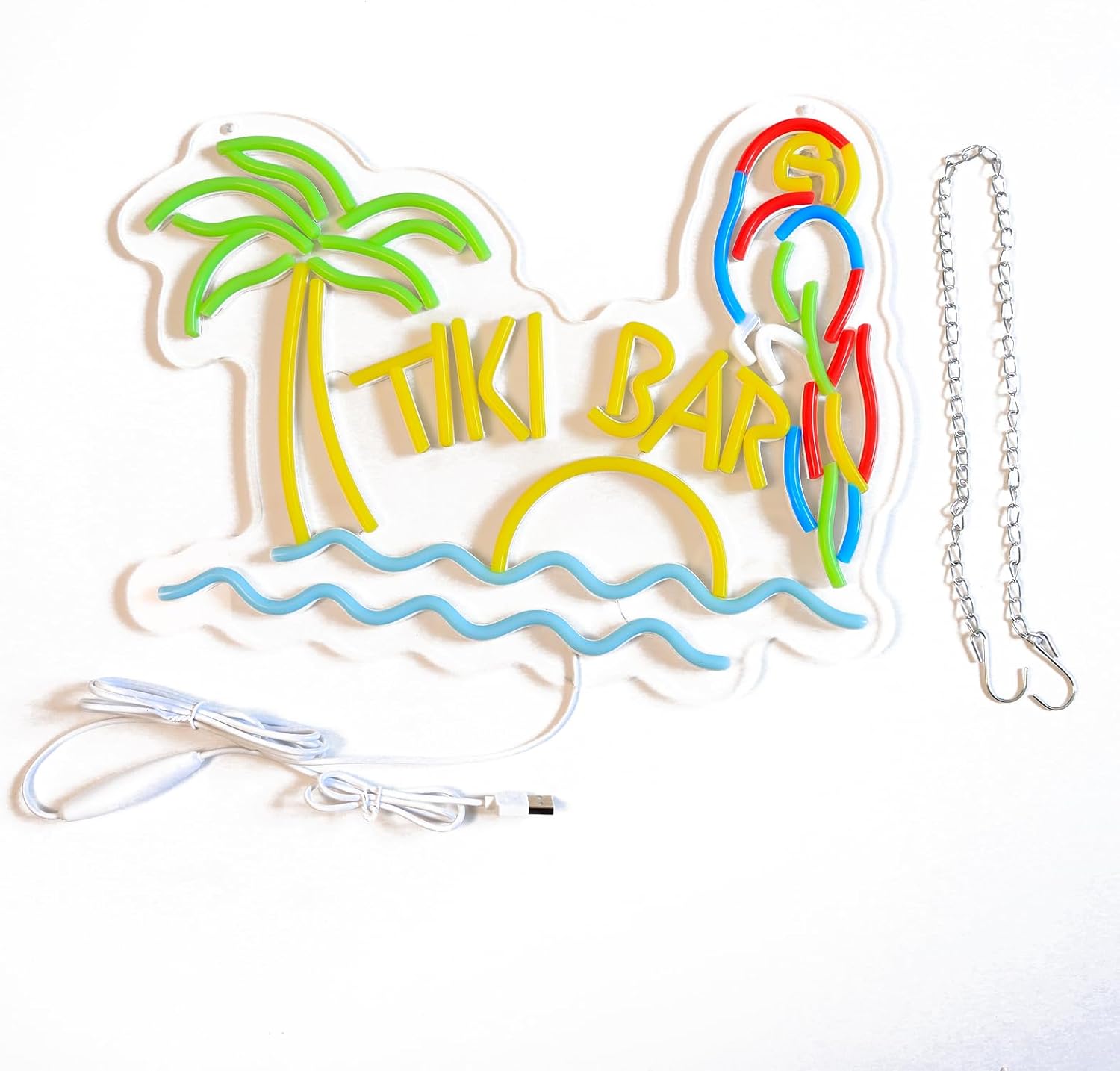 LED Neon Tiki Bar Signs Dimmable Beach Theme Wall Decor Hawaii Pool Bar Party Gift for Boys Girls-16 x 12.2 IN-USB Powered-Acrylic - Image 5