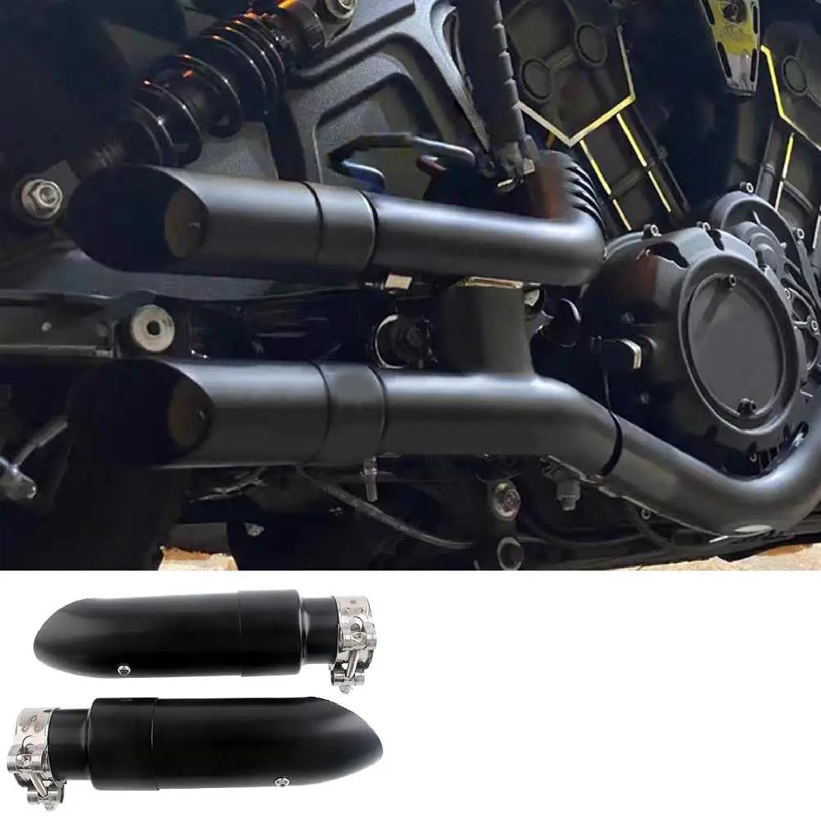Tubos De Escape con Silenciador Accesorios para Motocicleta Tubo Doble Salida Aleación Acero para Indian Scout Bobber 2018-2024