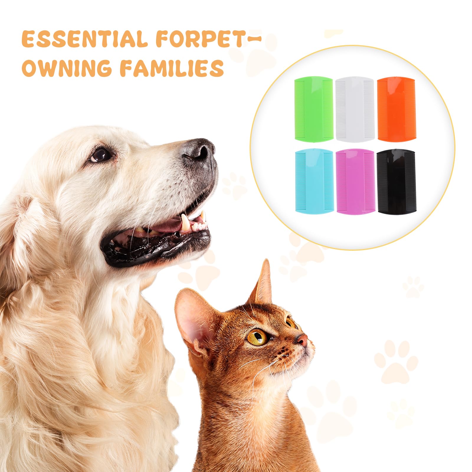 Lot de 90 peignes anti-puces double face pour chats, chiens, poux et tiques pour petits chats, chiens, chatons (6 couleurs)