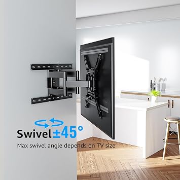 MOUNTUP Ultra Slim Full Motion TV Wall Mount, 1.3 Thin Low Profile TV Bracket for 26-60 LED OLED QLED TVs,Smooth Swivel Tilt Extension,Max Vesa 400x400mm,Up to 88lbs,Fits Single 12 16 Studs,MU0062
