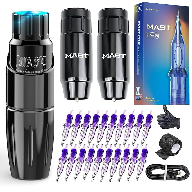Kit para Máquina de Tatuagem Pen Sem Fio MAST TATTOO MT36DC com 2 Baterias