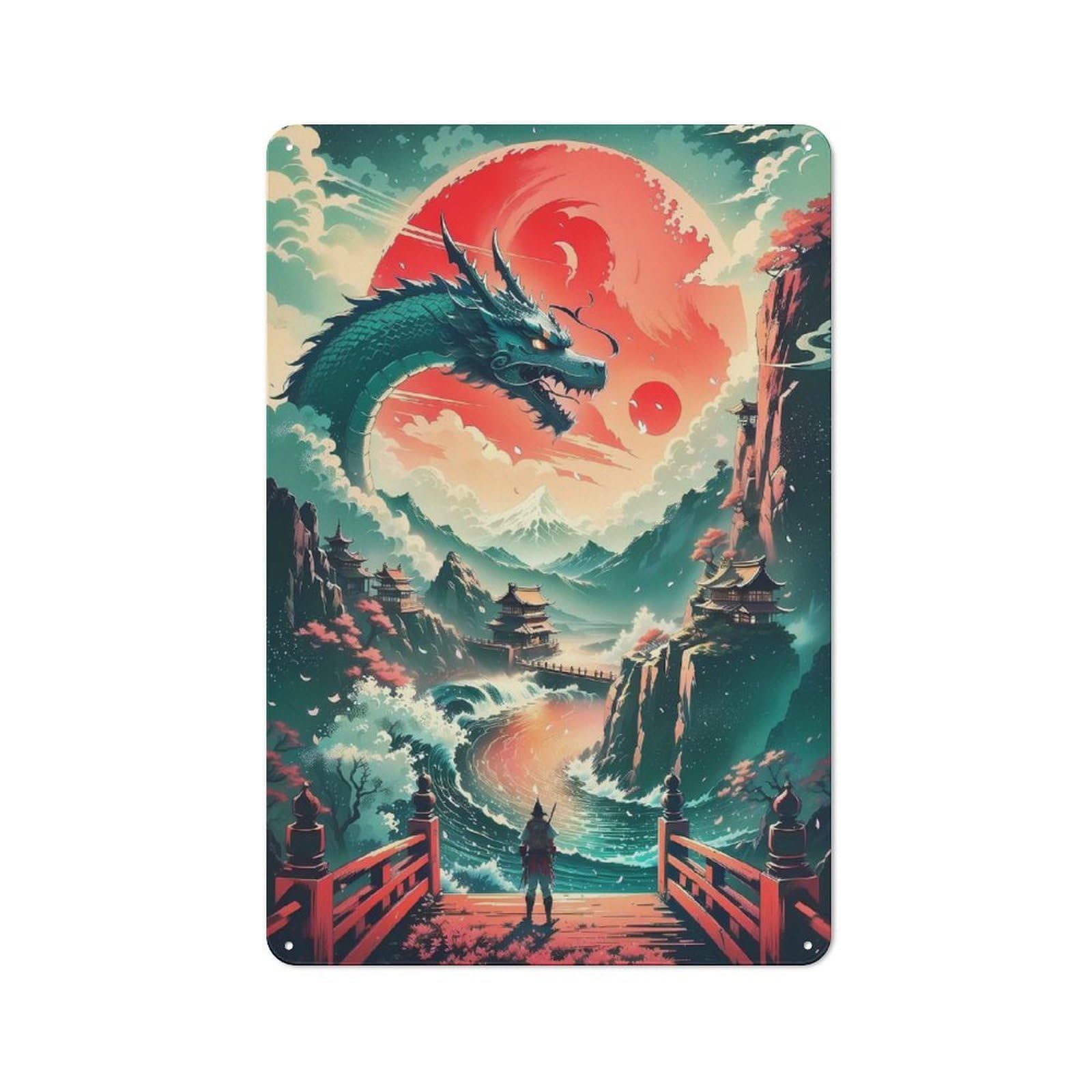 Dragon Sunset Watch Character Metal Wall Decor 30x20cm, Vintage Metal Sign for Home, Shop, Pub Or Studio Wall