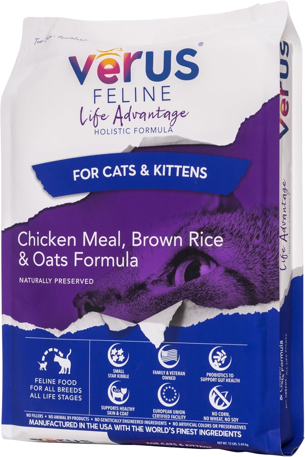 VeRUS Pet Foods Dry Cat Food Chicken, Feline Life Advantage Formula 25lb Bag