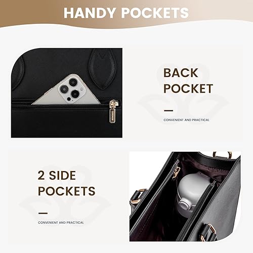 Miniatura 4 de LOVEVOOK Bolsa para laptop para mujer, bolsas de trabajo de 15.6 pulgadas para mujer, bolsa impermeable para computadora, bolsa de mano para laptop,