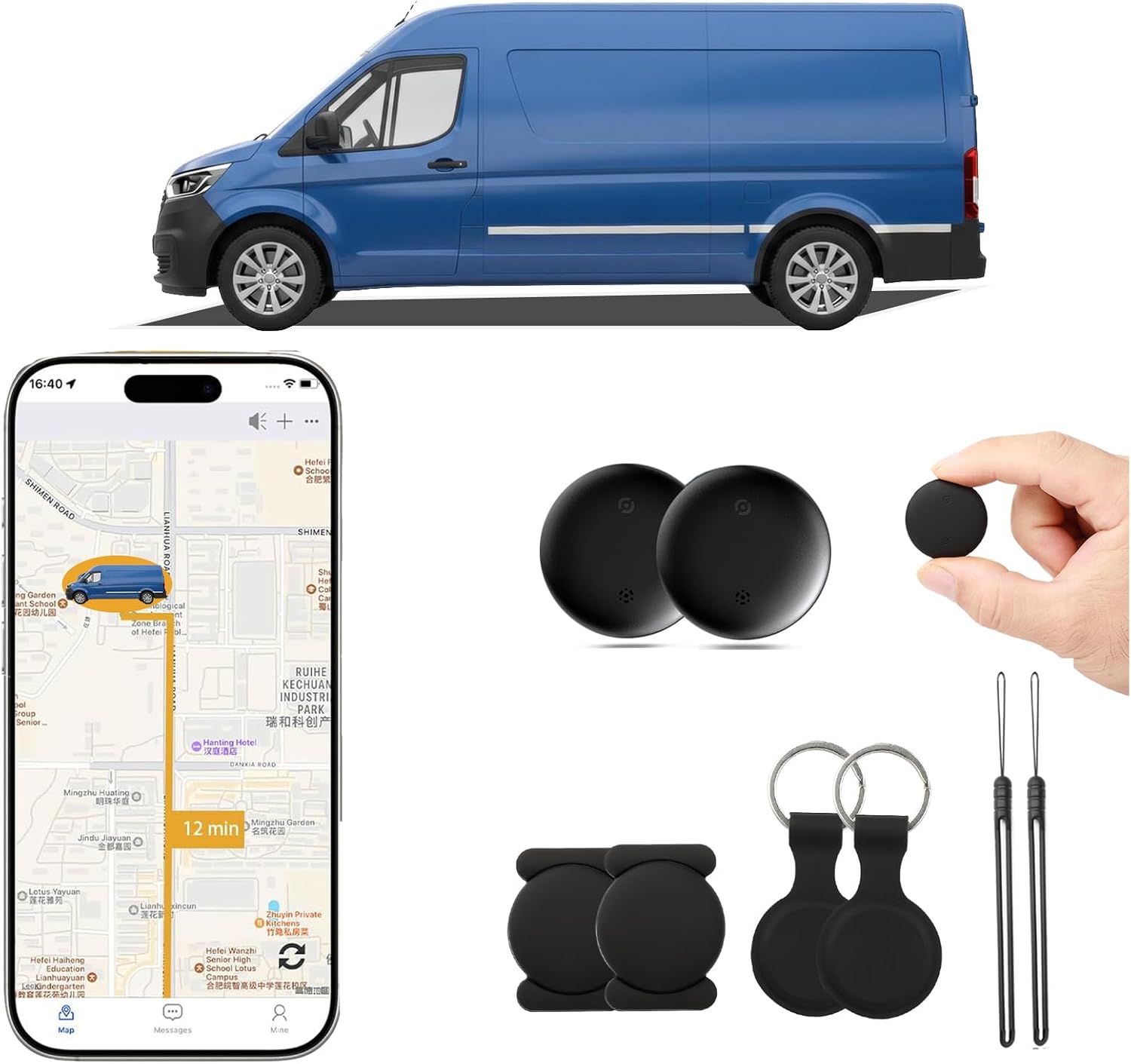 2 Set GPS Tracker for Vehicles,（Only Android） Strong Magnetic, No Monthly Fee, Waterproof, 1 Years Battery, Mini & Hidden Vehicle Tracker