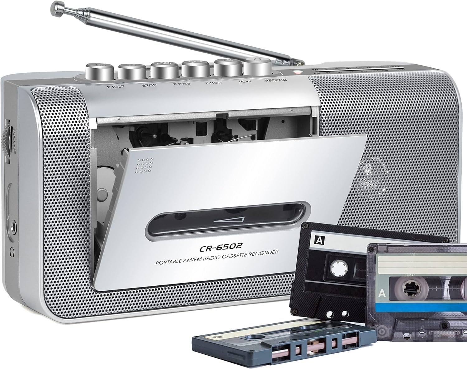 Gracioso Portable Cassette Recorder Player, Cassette Tape Player Recorder with AM/FM,Build-in Loud Speaker,Microphone,3.5mm Earphone Jack,Powered by AC or AA Battery for Gift,Home