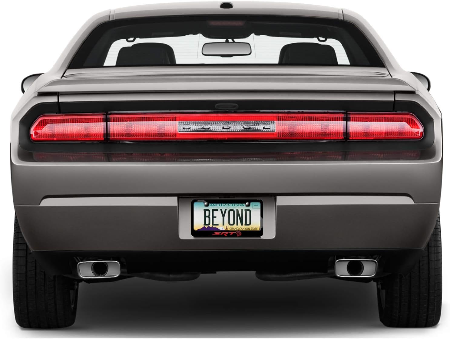 iPick Image Made for Dodge SRT Hellcat Red in 3D Dark Gray Letters on Black Metal License Plate Frame