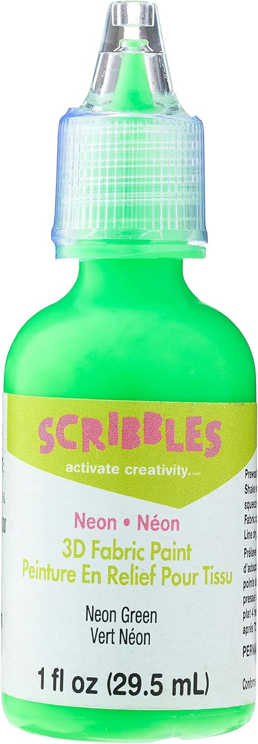 Scribbles Neon 3D Fabric Paint, 12 Pack