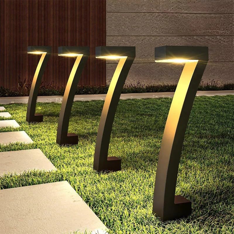 Creative Waterproof Solar Pathway Lights, Bright Solar Path Lights Outside Waterproof, Creative Modern L-Shaped Design, Auto On/Off for Yard Walkway Driveway Landscape Garden Decor (4 Pack)