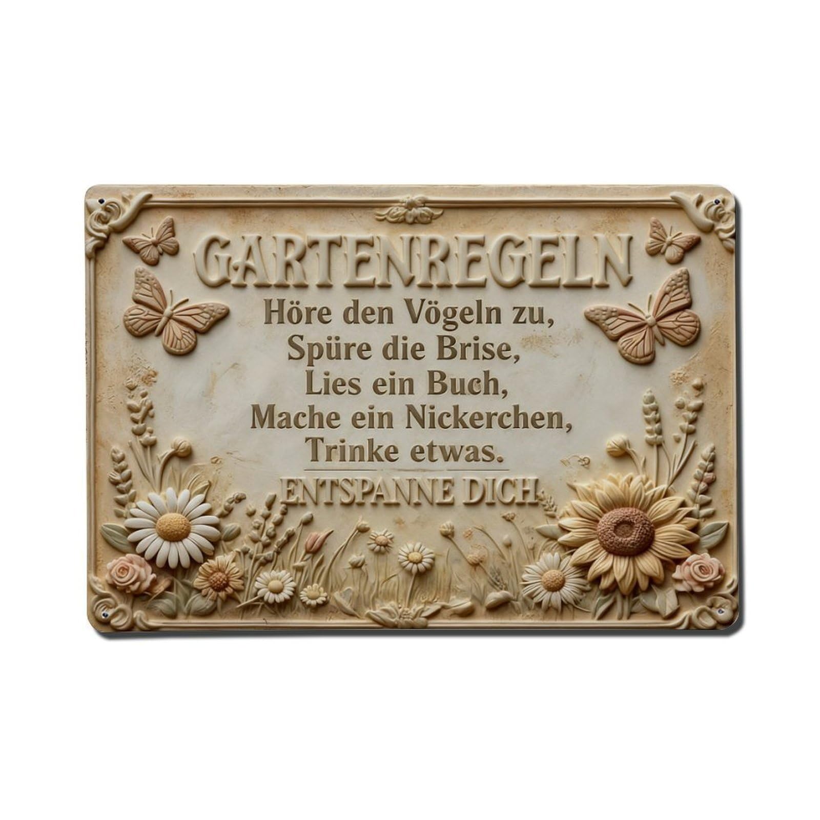 Iageret Vintage Garden Rules Butterflies Flowers Sunflowers Metal Tin Sign Retro Wall Decor, Bar Garage Cafe Kitchen Home Wall Art Poster Decoration 8X12inches