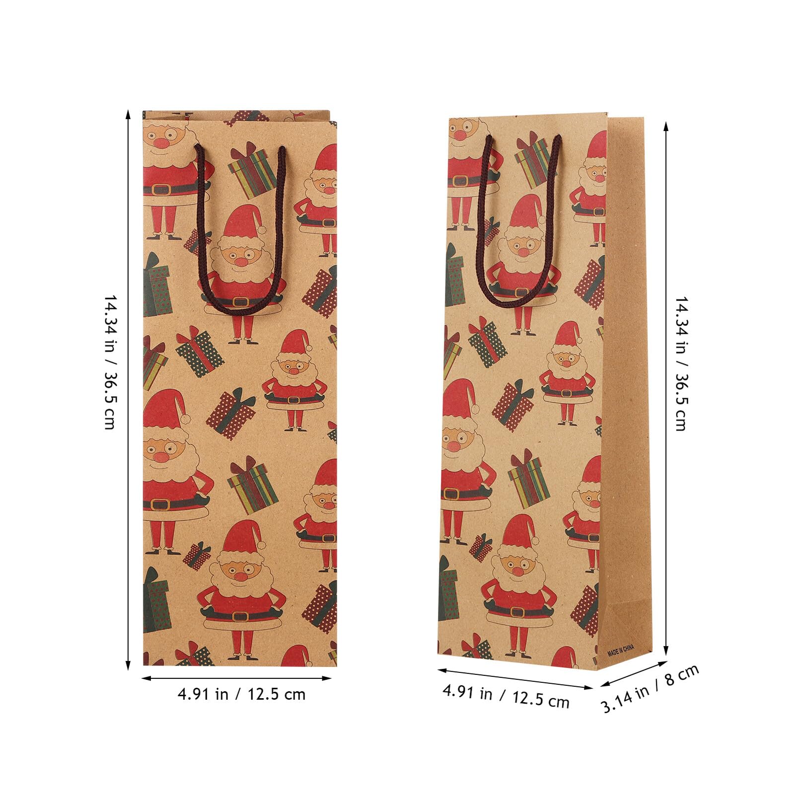 MOLUCKFU 12 Pezzi Sacchetti Regalo Bottiglie Vino Natale in Kraft Resistente e Riutilizzabile Borse Porta Vino Decorativi per Feste e Regali Natalizi