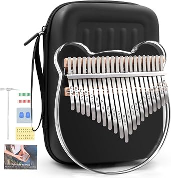 Acrylic Kalimba Thumb Piano,YUNDIE Portable 17 Keys Mbira Crystal Finger Piano, Musical Instruments Birthday Gift for Adult Beginners ProfessionalClear 21 Keys