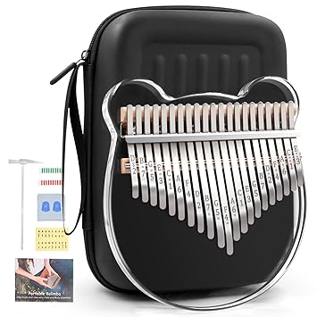 Acrylic Kalimba Thumb Piano,YUNDIE Portable 17/21 Keys Mbira Crystal Finger Piano, Musical Instruments Christmas Gift for Kid Adult Beginners Professional(Clear) (21 Keys)