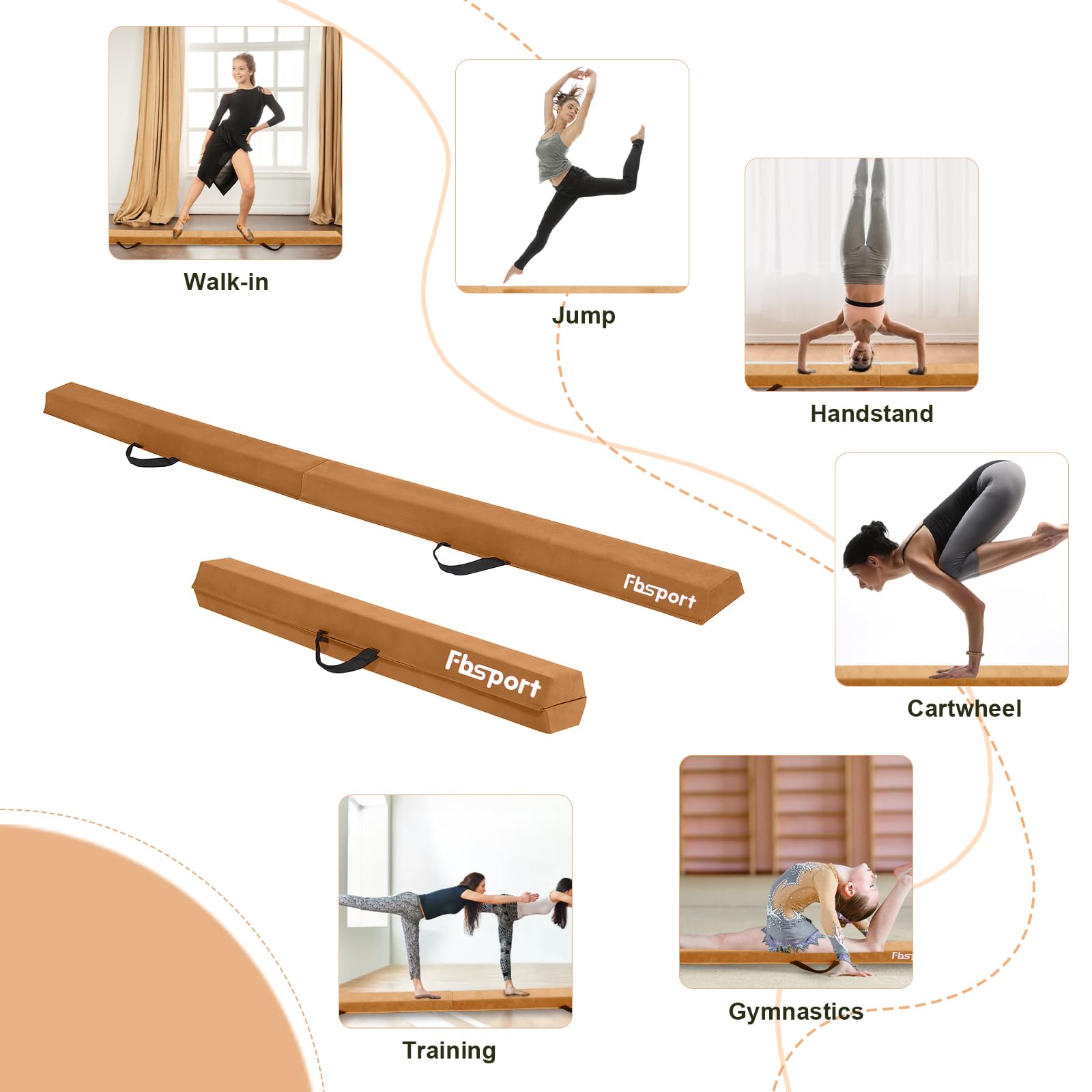 FBSPORT 270 CM Poutre d'équilibre de Gymnastique se Pliante, équipement d'exercice de Sport de Faisceau Plancher pour la Formation d'enfants
