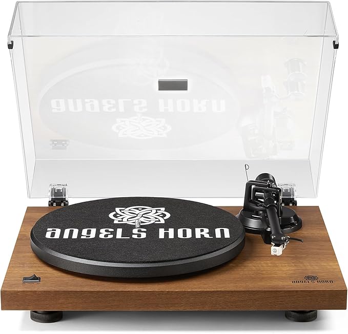 ANGELS HORN Tocadiscos de Vinilo, Tocadiscos Bluetooth Reproductor Vinilo, Tocadiscos de Audio para el Hogar Transmisión por Correa de Alta Fidelidad con Cartucho Magnético Móvil AT-3600L