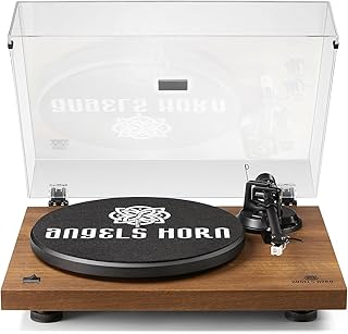 ANGELS HORN Tocadiscos de Vinilo, Bluetooth Reproductor Vinilo, Giradiscos de Audio para el Hogar Transmisión por Correa de Alta Fidelidad con Cartucho Magnético Móvil AT-3600L