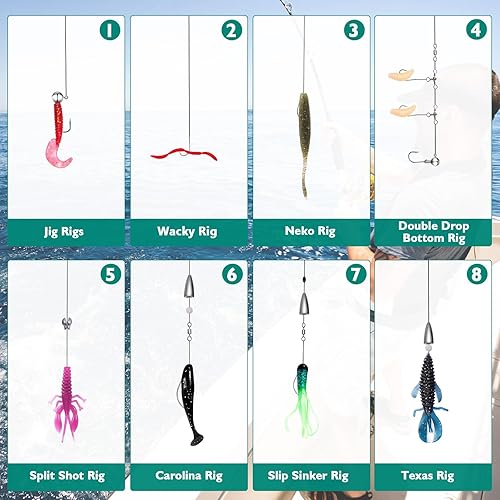 Miniatura 4 de Señuelos de pesca - Caja de aparejos con aparejos incluidos, kit de pesca con VIB, ranas, minnows, cebos suaves, ganchos y accesorios de pesas, kit