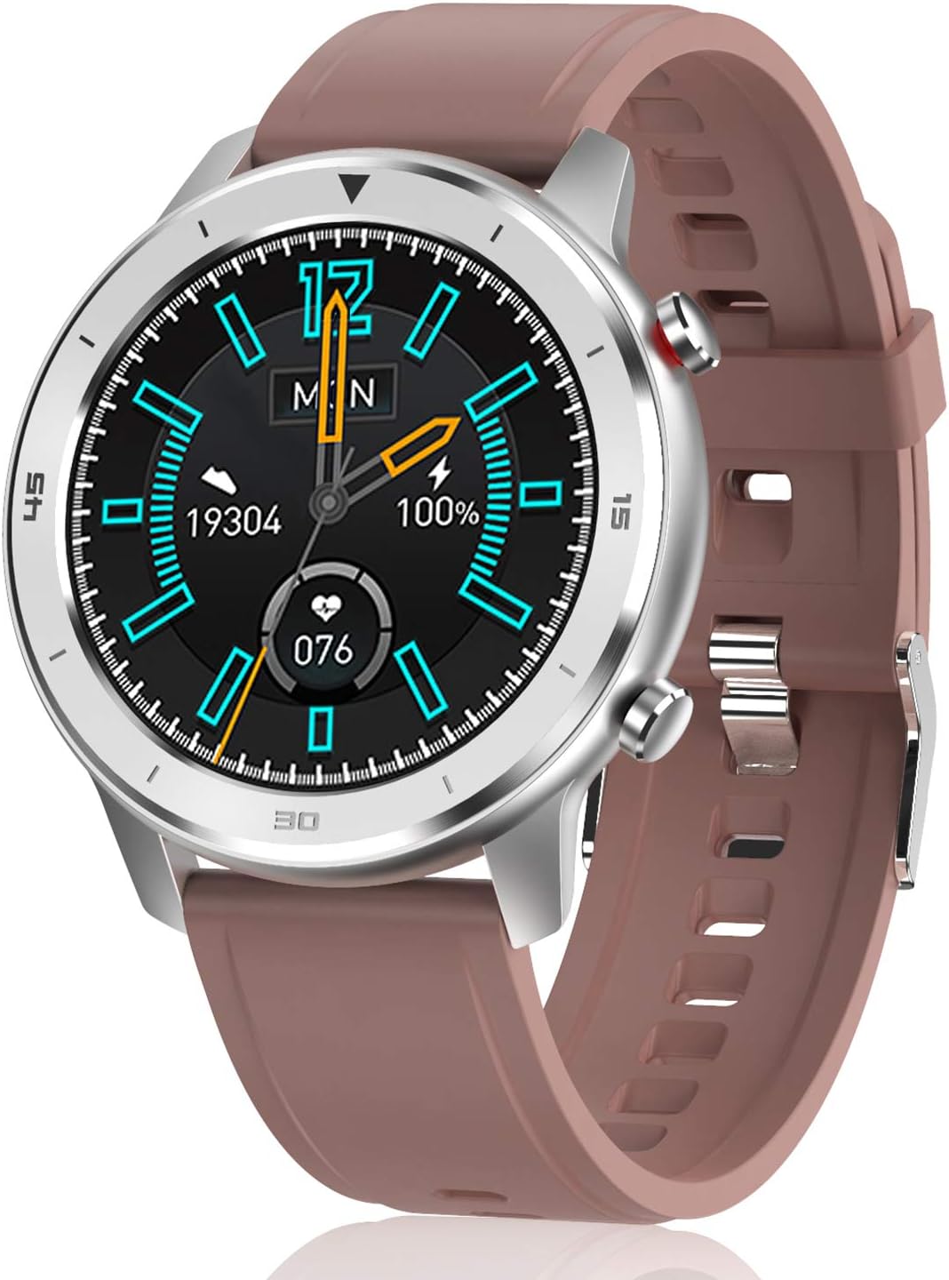 Smart Watch, Popglory Smartwatch HR, Touchscreen 1.3" Fitness Watch with Blood Pressure Monitor, IP68 Waterproof Fitness Watch, 15 Days Battery Life Compatible with Android Phones and iPhone