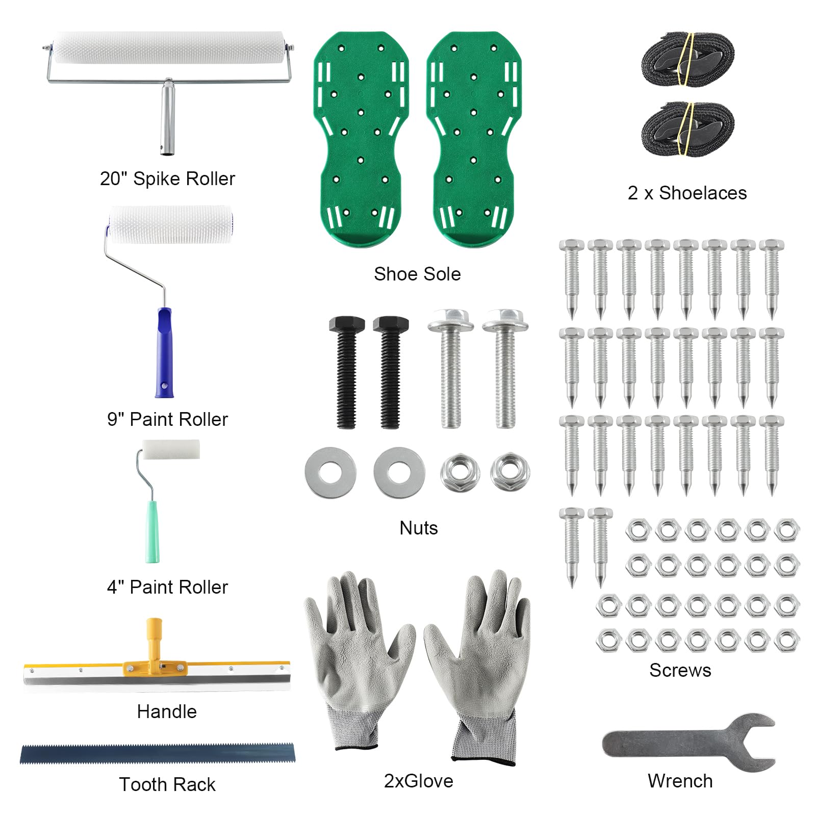 Kit di strumenti per il cemento autolivellante, Scarpe a spillo per pavimenti epossidici, Rullo a spuntoni per autolivellamento, per Livellare la Parete del Pavimento