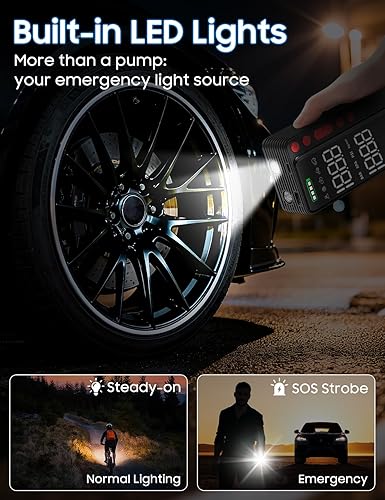 Miniatura 7 de Inflador de neumáticos, compresor de aire portátil, bomba de aire inalámbrica con aplicación inteligente de 10000 mAh y 150 PSI para neumáticos de