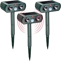 Vista 1 de Paquete de 3 repelentes solares ultrasónicos de animales, impermeable, repelente de perros y gatos al aire libre con sensor de movimiento